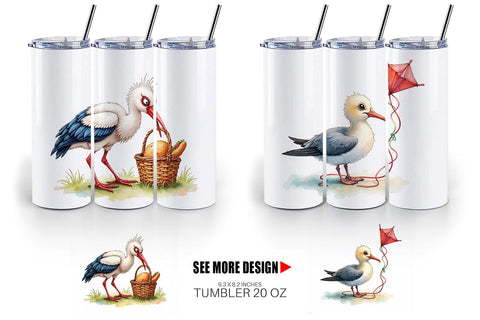 Tumbler Derpy Beach Birds Sublimation artnoy 