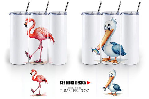Tumbler Derpy Beach Birds Sublimation artnoy 