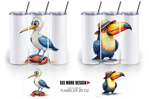 Tumbler Derpy Beach Birds Sublimation artnoy 