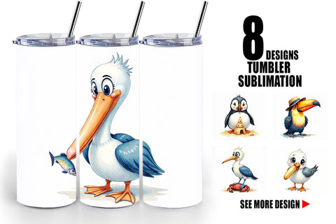 Tumbler Derpy Beach Birds Sublimation artnoy 