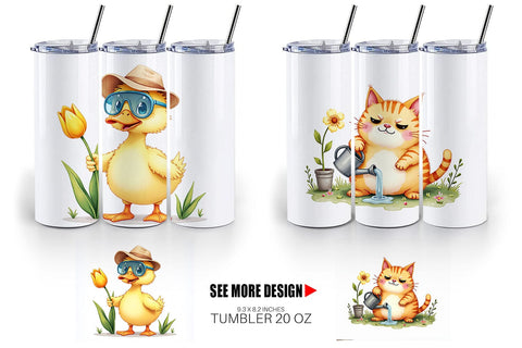 Tumbler Derpy Garden Helpers Watercolor Sublimation artnoy 