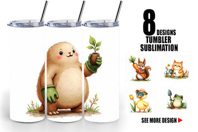 Tumbler Derpy Garden Helpers Watercolor Sublimation artnoy 