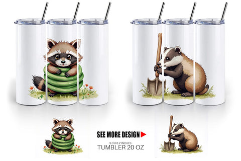 Tumbler Derpy Garden Helpers Watercolor Sublimation artnoy 