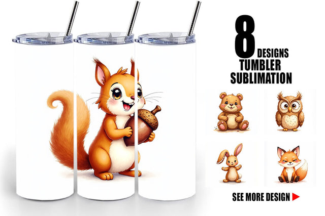 Tumbler Derpy Gingerbread Woodland Creatures Sublimation artnoy 