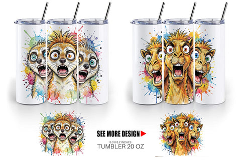 Tumbler Desert Animal Heat Hysteria Ink Sketch Sublimation artnoy 