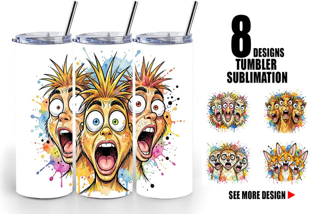 Tumbler Desert Animal Heat Hysteria Ink Sketch Sublimation artnoy 