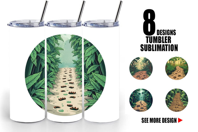 Tumbler Dino Tracks in Jungle Sublimation artnoy 