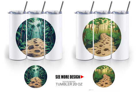 Tumbler Dino Tracks in Jungle Sublimation artnoy 