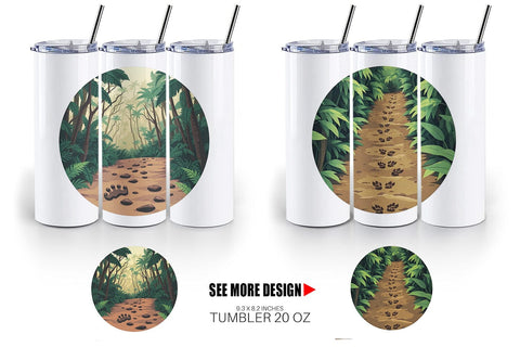 Tumbler Dino Tracks in Jungle Sublimation artnoy 