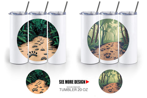 Tumbler Dino Tracks in Jungle Sublimation artnoy 