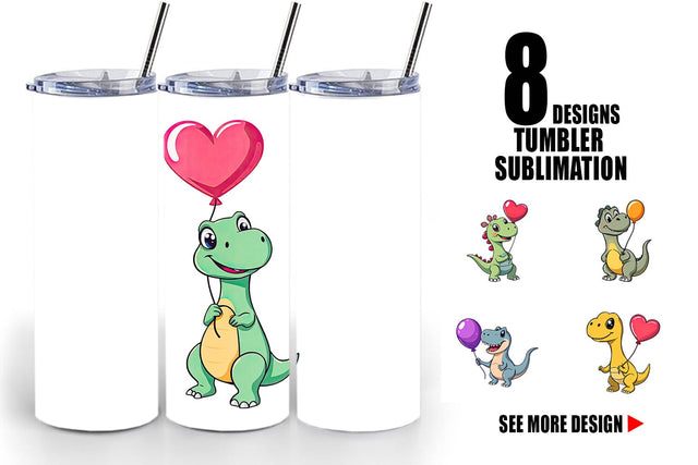 Tumbler Dino with Balloon Sublimation artnoy 