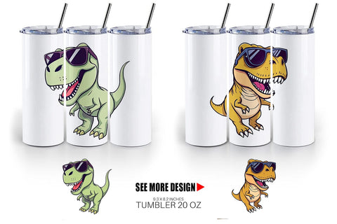 Tumbler Dino with Sunglasses Sublimation artnoy 