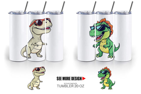 Tumbler Dino with Sunglasses Sublimation artnoy 