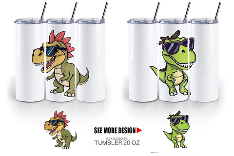 Tumbler Dino with Sunglasses Sublimation artnoy 