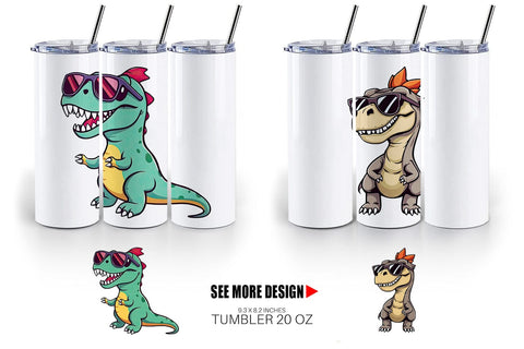 Tumbler Dino with Sunglasses Sublimation artnoy 