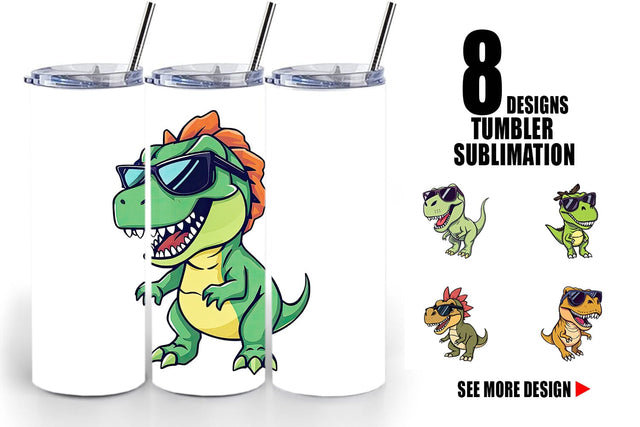 Tumbler Dino with Sunglasses Sublimation artnoy 
