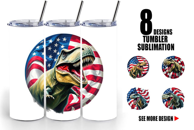 Tumbler Dinosaur 4th of July Sublimation artnoy 