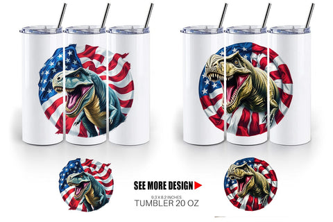 Tumbler Dinosaur 4th of July Sublimation artnoy 