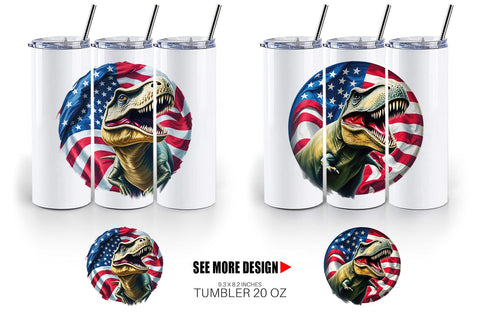 Tumbler Dinosaur 4th of July Sublimation artnoy 