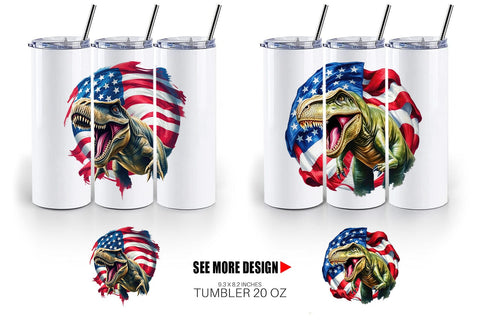 Tumbler Dinosaur 4th of July Sublimation artnoy 