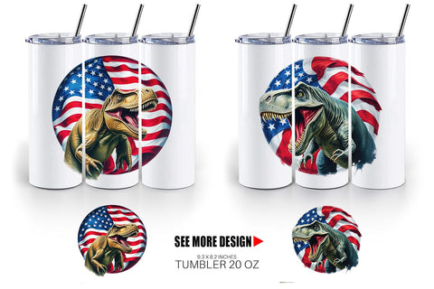Tumbler Dinosaur 4th of July Sublimation artnoy 