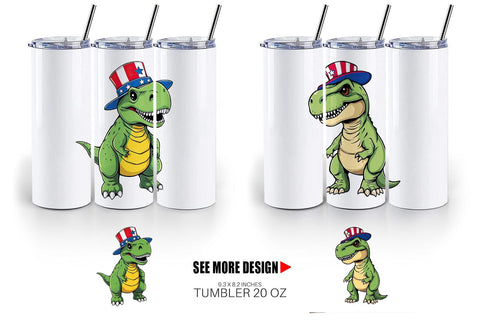 Tumbler Dinosaur Patriotic Sublimation artnoy 