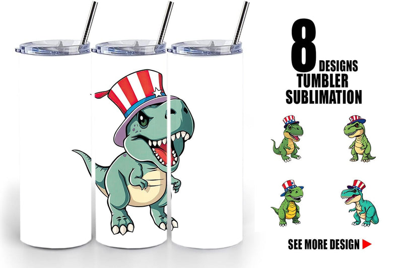 Tumbler Dinosaur Patriotic Sublimation artnoy 