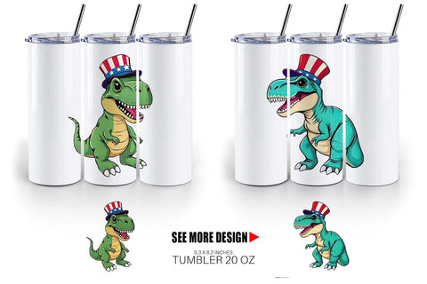 Tumbler Dinosaur Patriotic Sublimation artnoy 