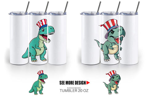 Tumbler Dinosaur Patriotic Sublimation artnoy 