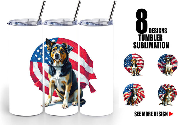Tumbler Dog 4th of July Sublimation artnoy 
