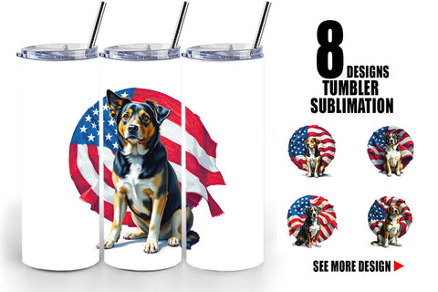 Tumbler Dog 4th of July Sublimation artnoy 