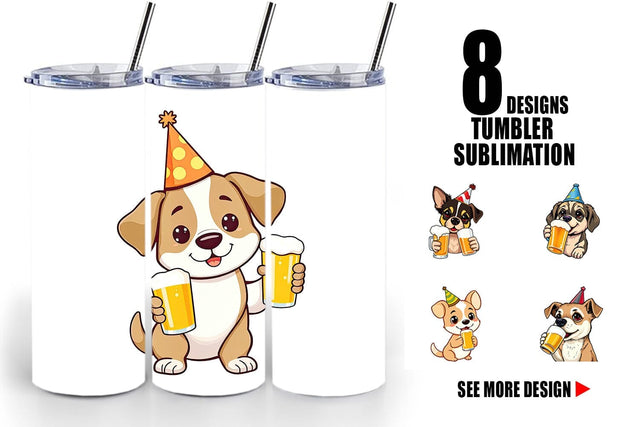Tumbler Dog Beer Day Sublimation artnoy 
