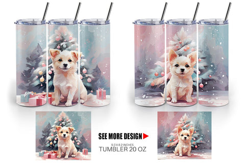 Tumbler Dog Christmas Painting Sublimation artnoy 