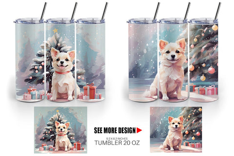 Tumbler Dog Christmas Painting Sublimation artnoy 