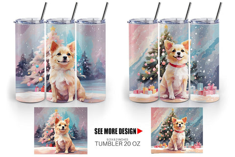 Tumbler Dog Christmas Painting Sublimation artnoy 