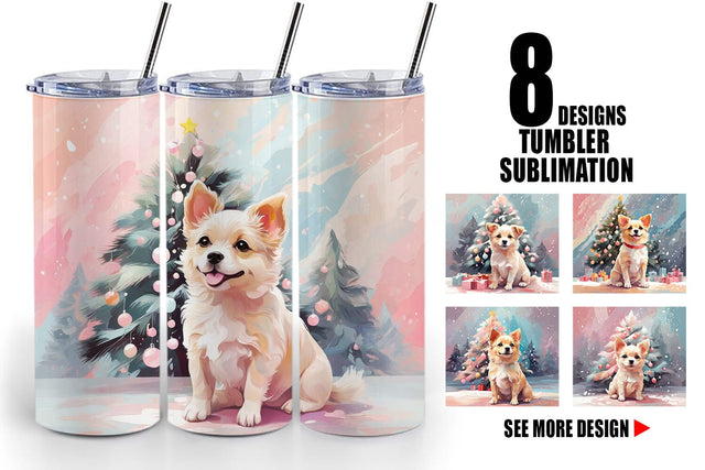 Tumbler Dog Christmas Painting Sublimation artnoy 