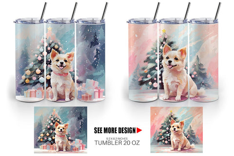 Tumbler Dog Christmas Painting Sublimation artnoy 