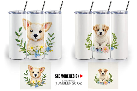 Tumbler Dog Embroidery Sublimation artnoy 