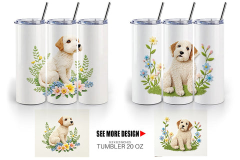 Tumbler Dog Embroidery Sublimation artnoy 