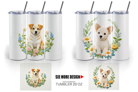 Tumbler Dog Embroidery Sublimation artnoy 