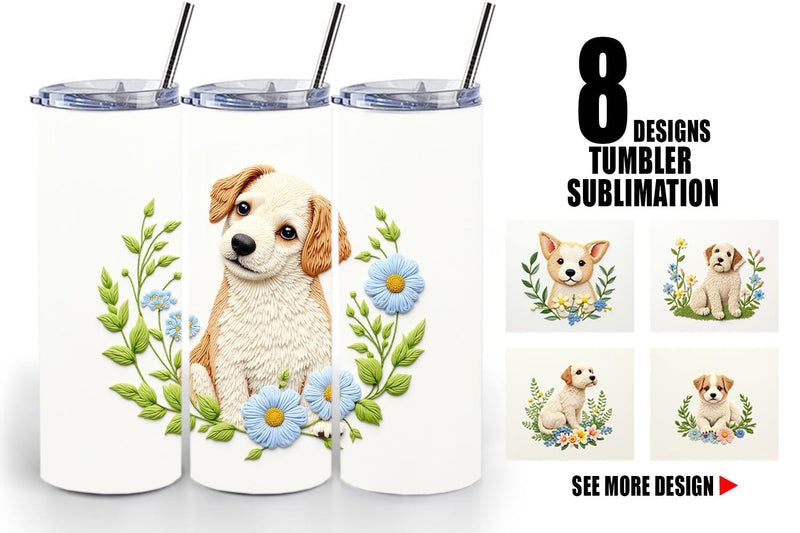 Tumbler Dog Embroidery Sublimation artnoy 