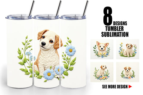Tumbler Dog Embroidery Sublimation artnoy 