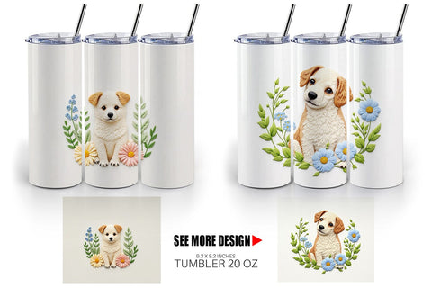 Tumbler Dog Embroidery Sublimation artnoy 