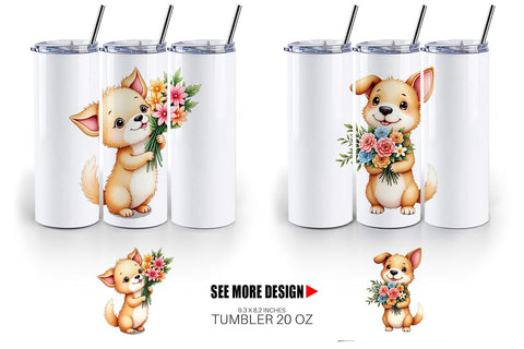 Tumbler Dog Spring Bouquet Sublimation artnoy 