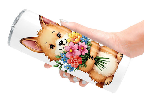Tumbler Dog Spring Bouquet Sublimation artnoy 