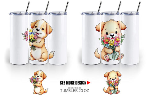Tumbler Dog Spring Bouquet Sublimation artnoy 