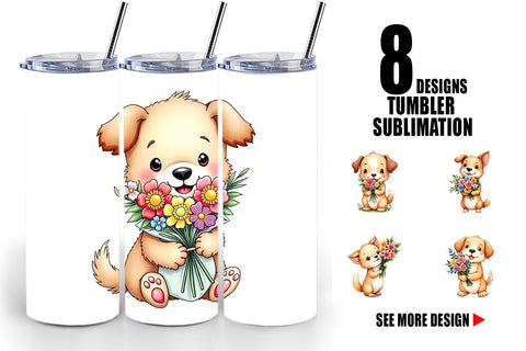 Tumbler Dog Spring Bouquet Sublimation artnoy 