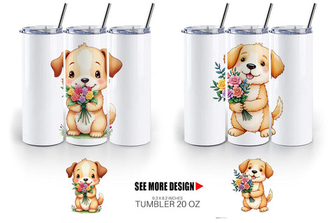 Tumbler Dog Spring Bouquet Sublimation artnoy 