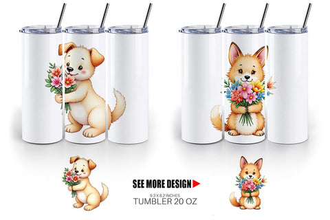 Tumbler Dog Spring Bouquet Sublimation artnoy 