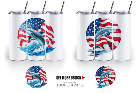 Tumbler Dolphin 4th of July Sublimation artnoy 